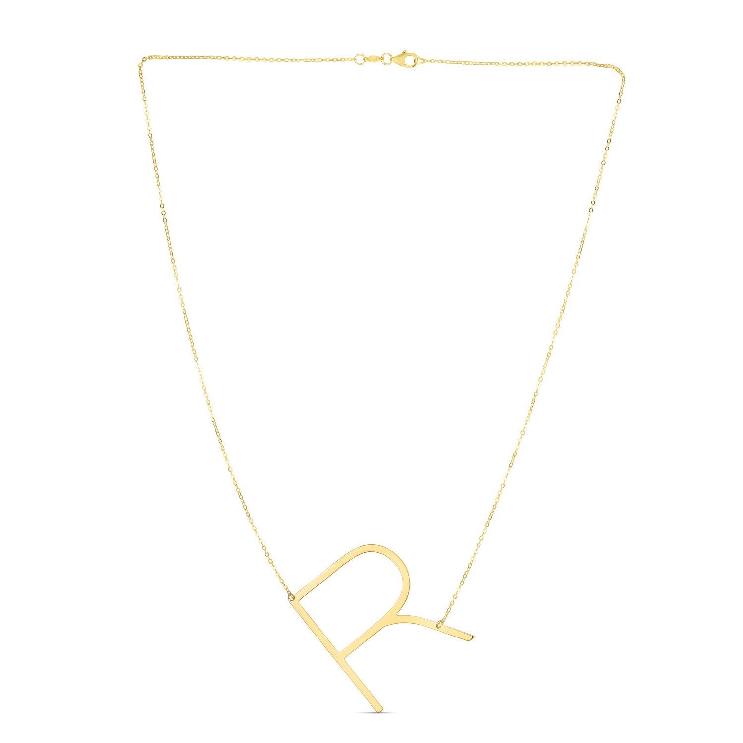 14K Yellow Gold Yours Truly Large Initial R Necklace for Women | Yene Sore 