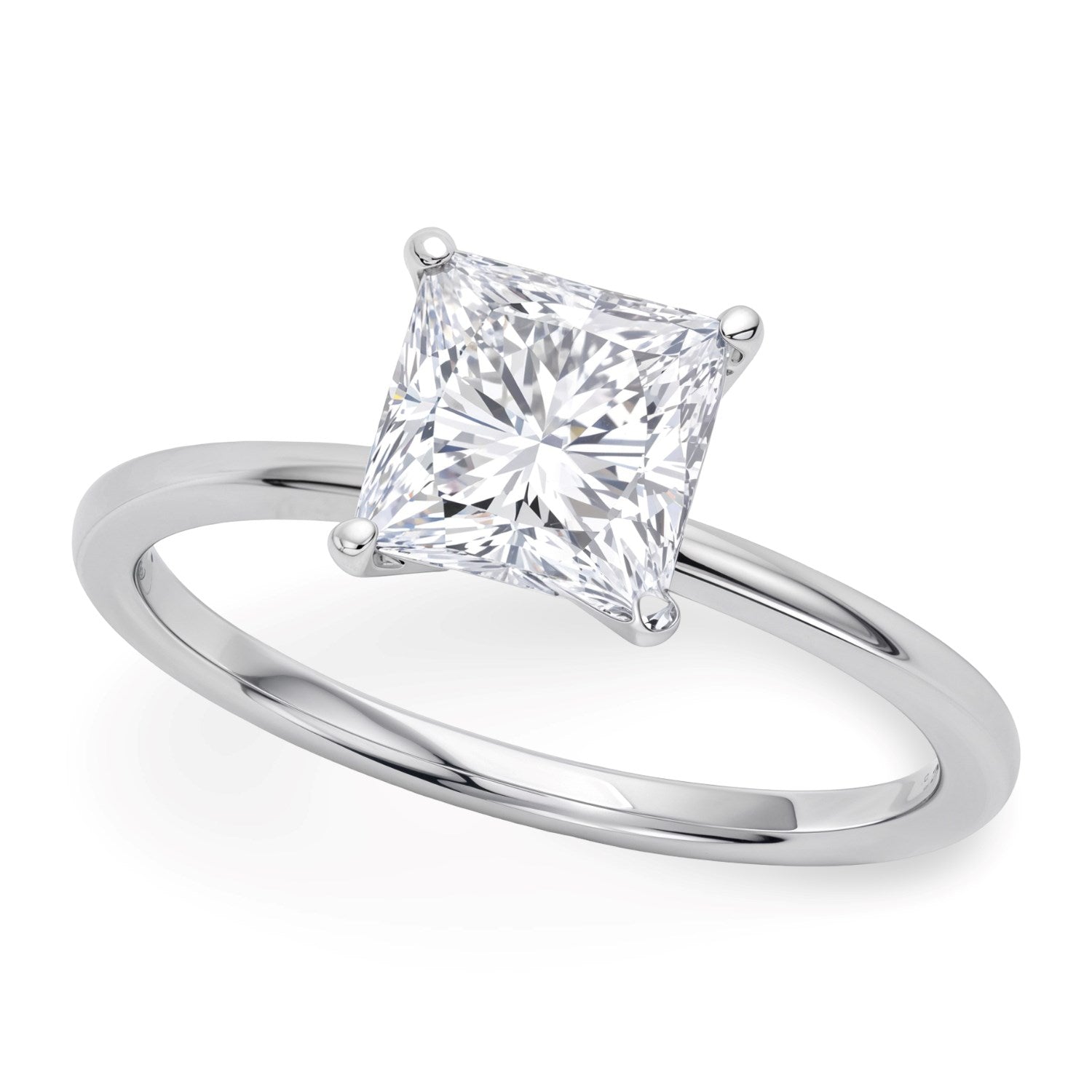 1.50Ct Princess Lab Grown IGI G/VS1 Diamond Ring in 14K White Gold for Women | Yene Store 