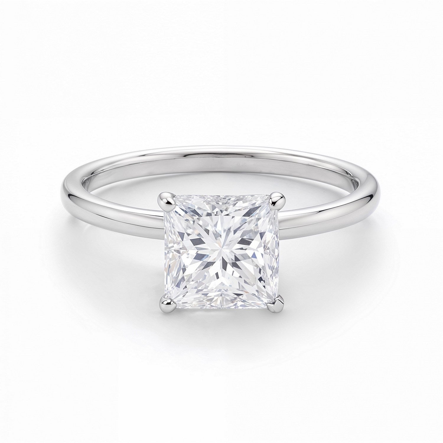 1.50Ct Princess Lab Grown IGI G/VS1 Diamond Ring in 14K White Gold for Women | Yene Store 
