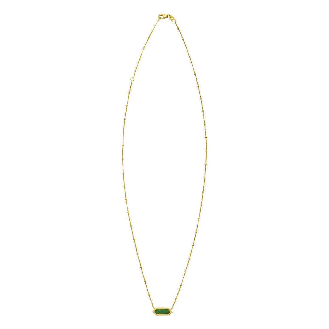 14K Yellow Gold Hexagon Malachite Pendant Necklace for Women | Yene Store 