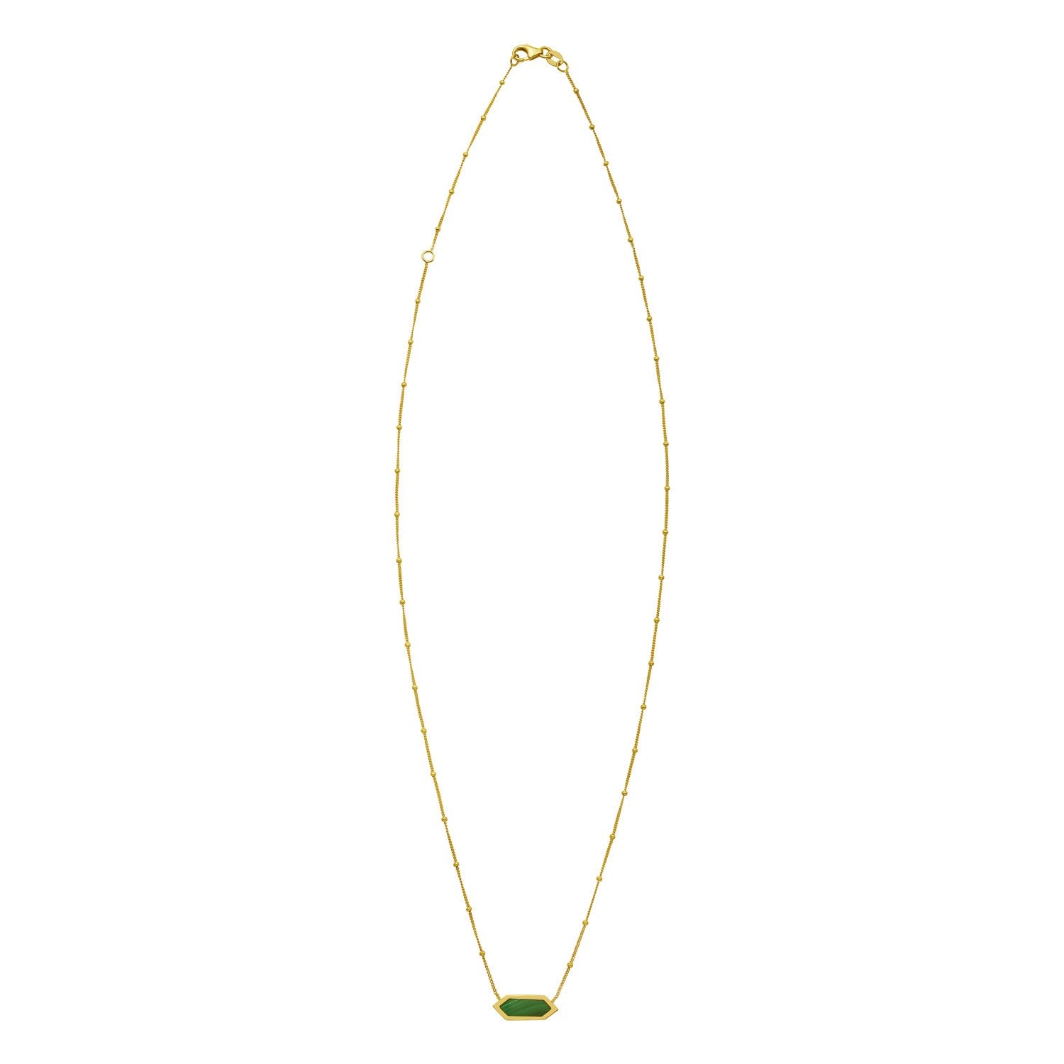 14K Yellow Gold Hexagon Malachite Pendant Necklace for Women | Yene Store 
