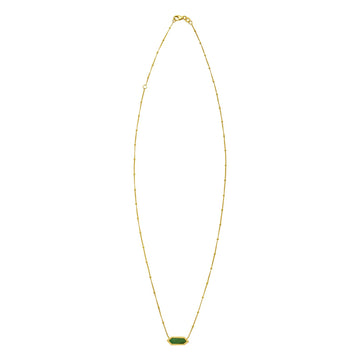 14K Yellow Gold Hexagon Malachite Pendant Necklace for Women | Yene Store 