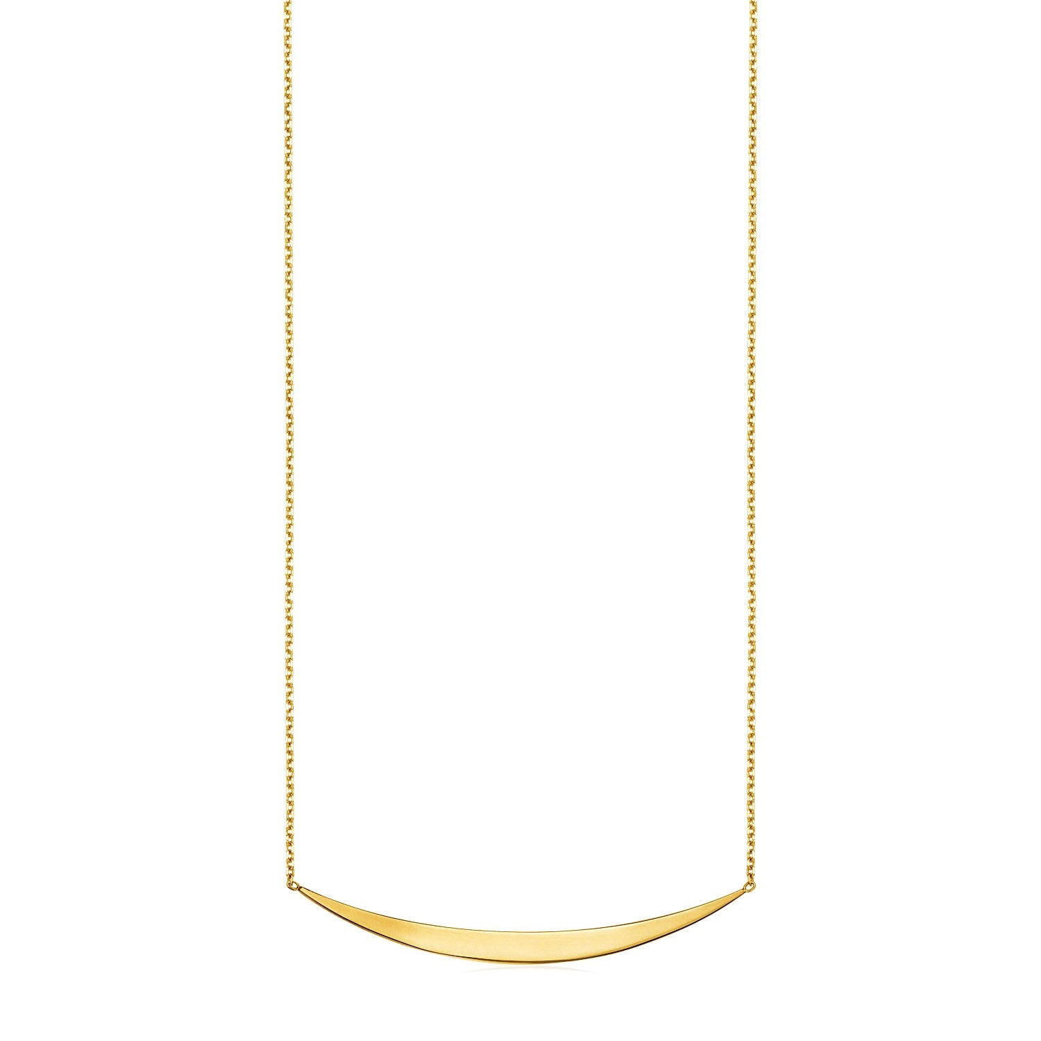 14k Yellow Gold Necklace with Polished Curved Bar Pendant for Women | Yene Store 