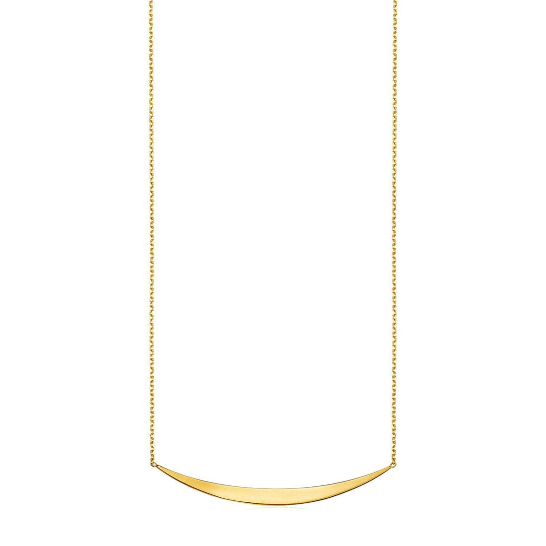 14k Yellow Gold Necklace with Polished Curved Bar Pendant for Women | Yene Store 