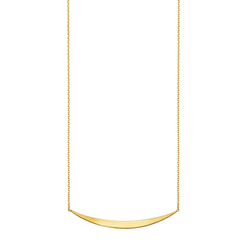 14k Yellow Gold Necklace with Polished Curved Bar Pendant for Women | Yene Store 