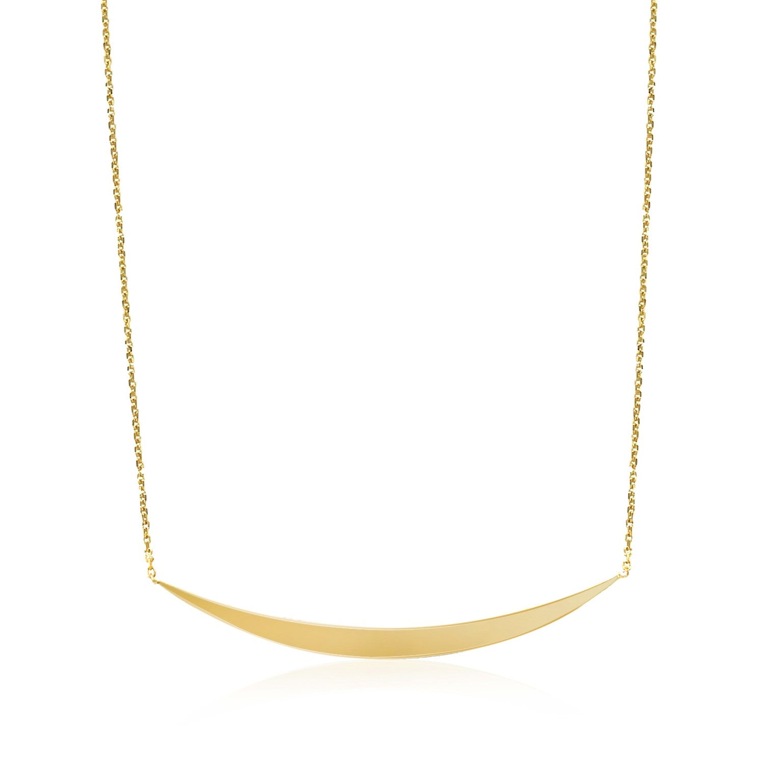 14k Yellow Gold Necklace with Polished Curved Bar Pendant for Women | Yene Store 