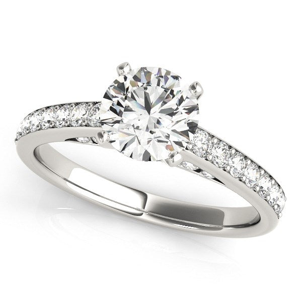 14k White Gold Single Row Prong Set Diamond Engagement Ring (1 3/8 cttw) for Women | Yenestore 