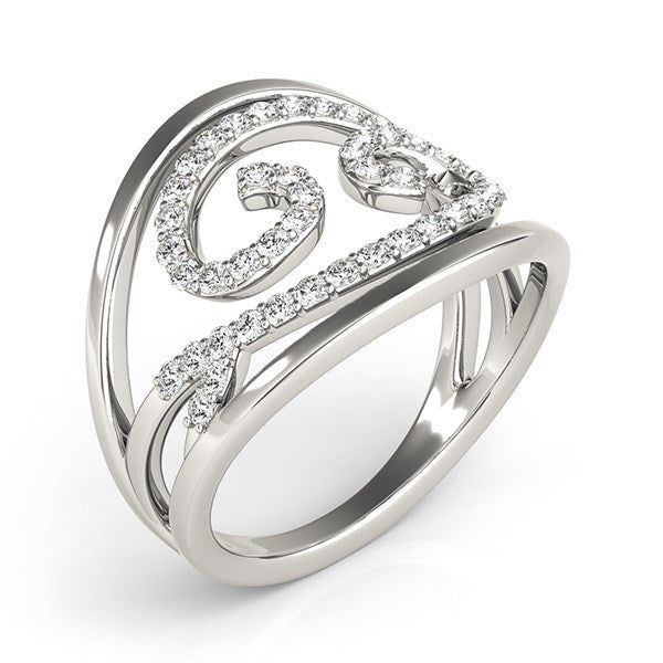 Swirl Design Diamond Ring in 14k White Gold (1/2 cttw) for Women | Yene Store
