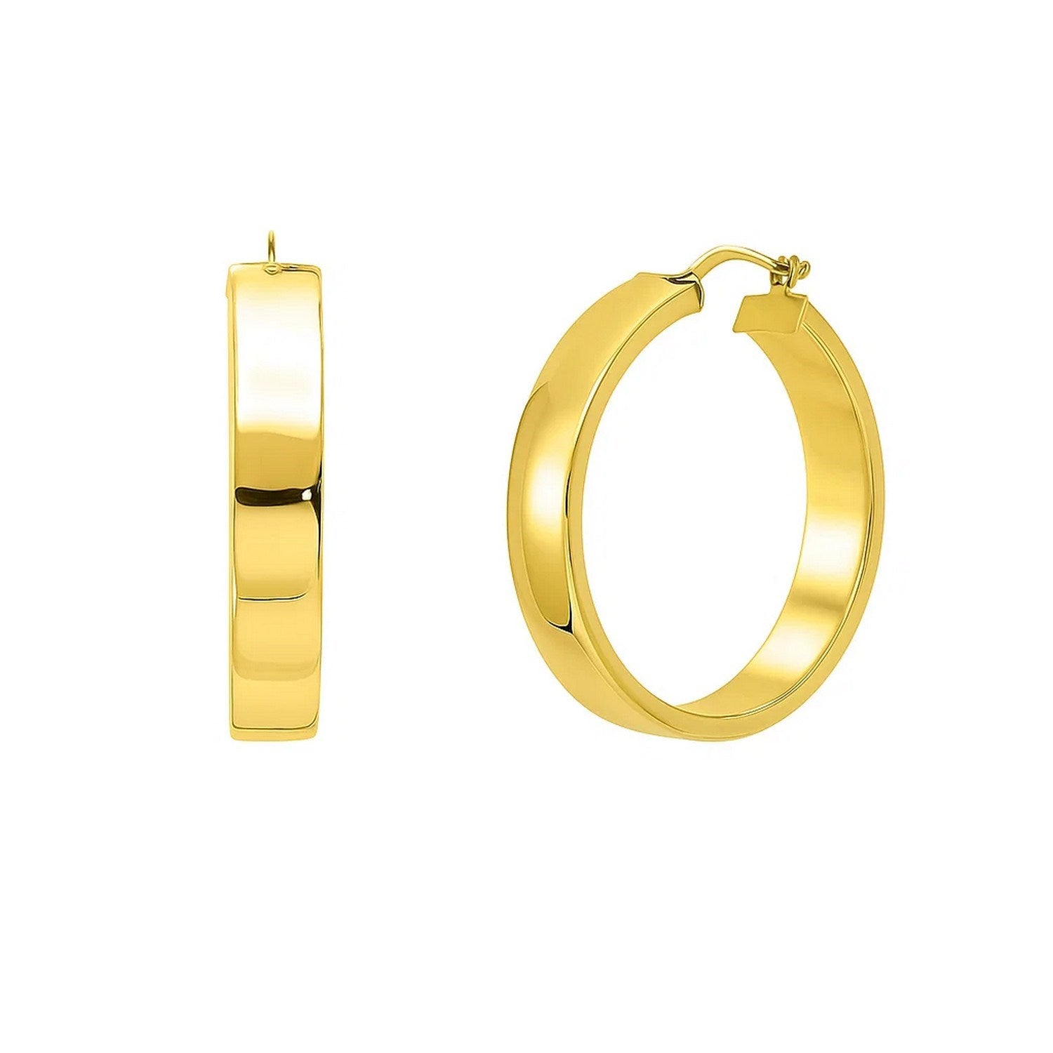 Large Tube-Shaped Hoop Earrings in 14K Yellow Gold for Women | Yene store 