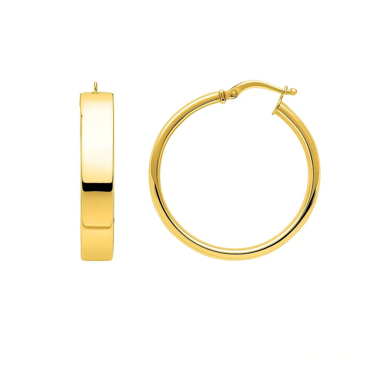 Large Tube-Shaped Hoop Earrings in 14K Yellow Gold for Women | Yene store 