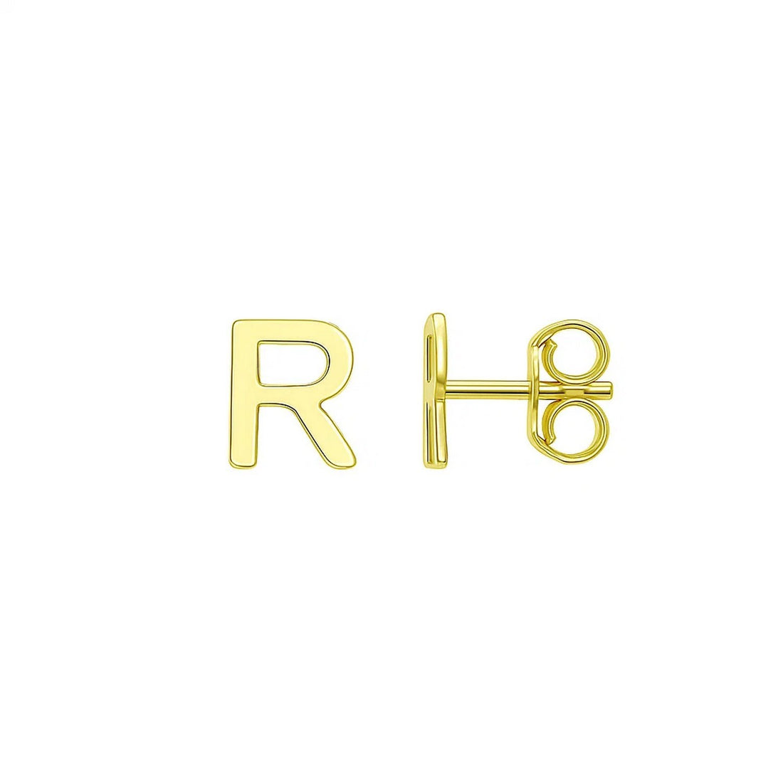 14K Yellow Gold Yours Truly Initial R Stud Earrings for women | Yene Store 