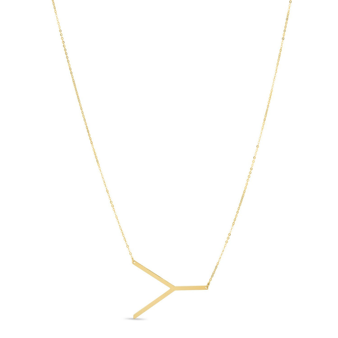 14K Yellow Gold Yours Truly Large Initial Y Necklace for Women | Yene store