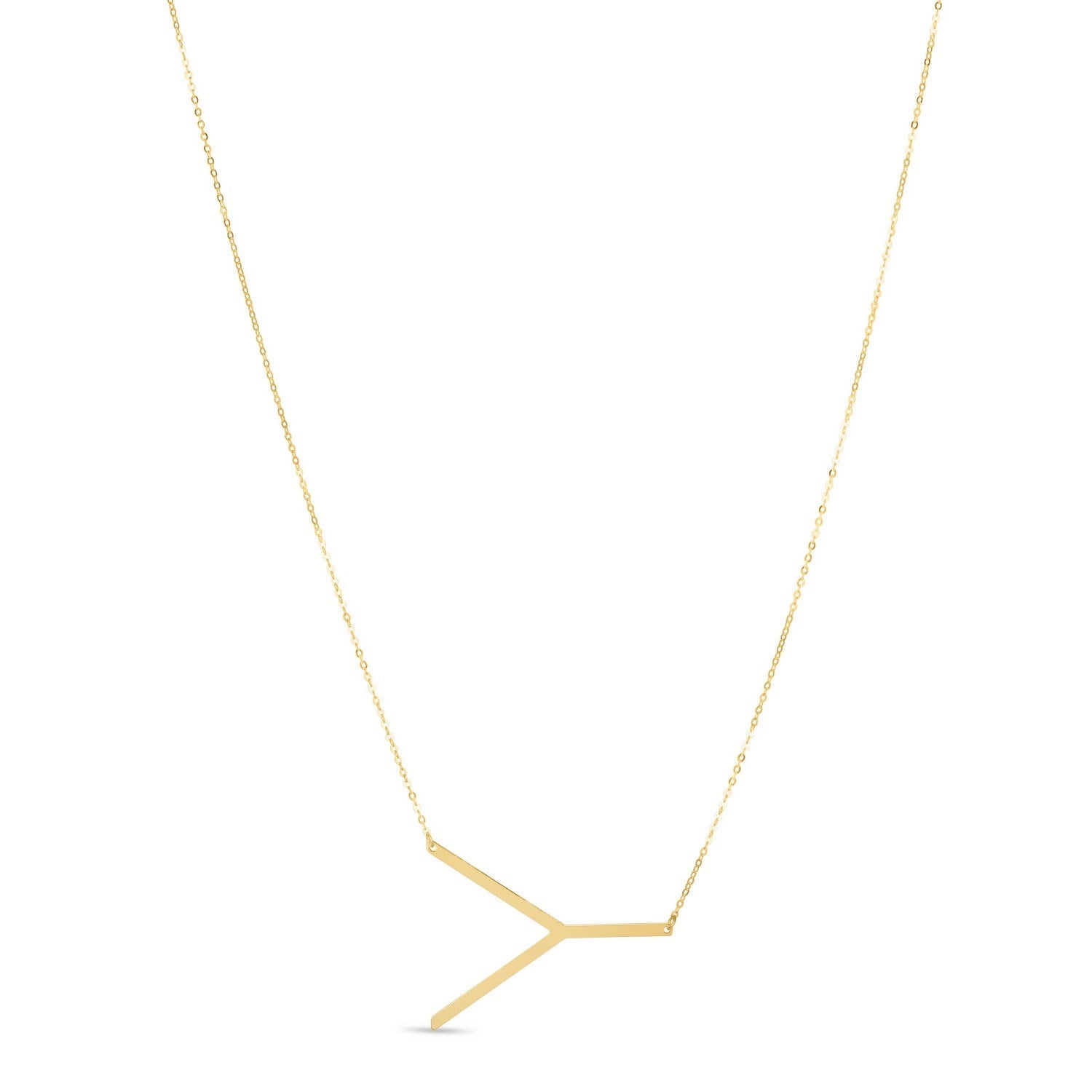 14K Yellow Gold Yours Truly Large Initial Y Necklace for Women | Yene store