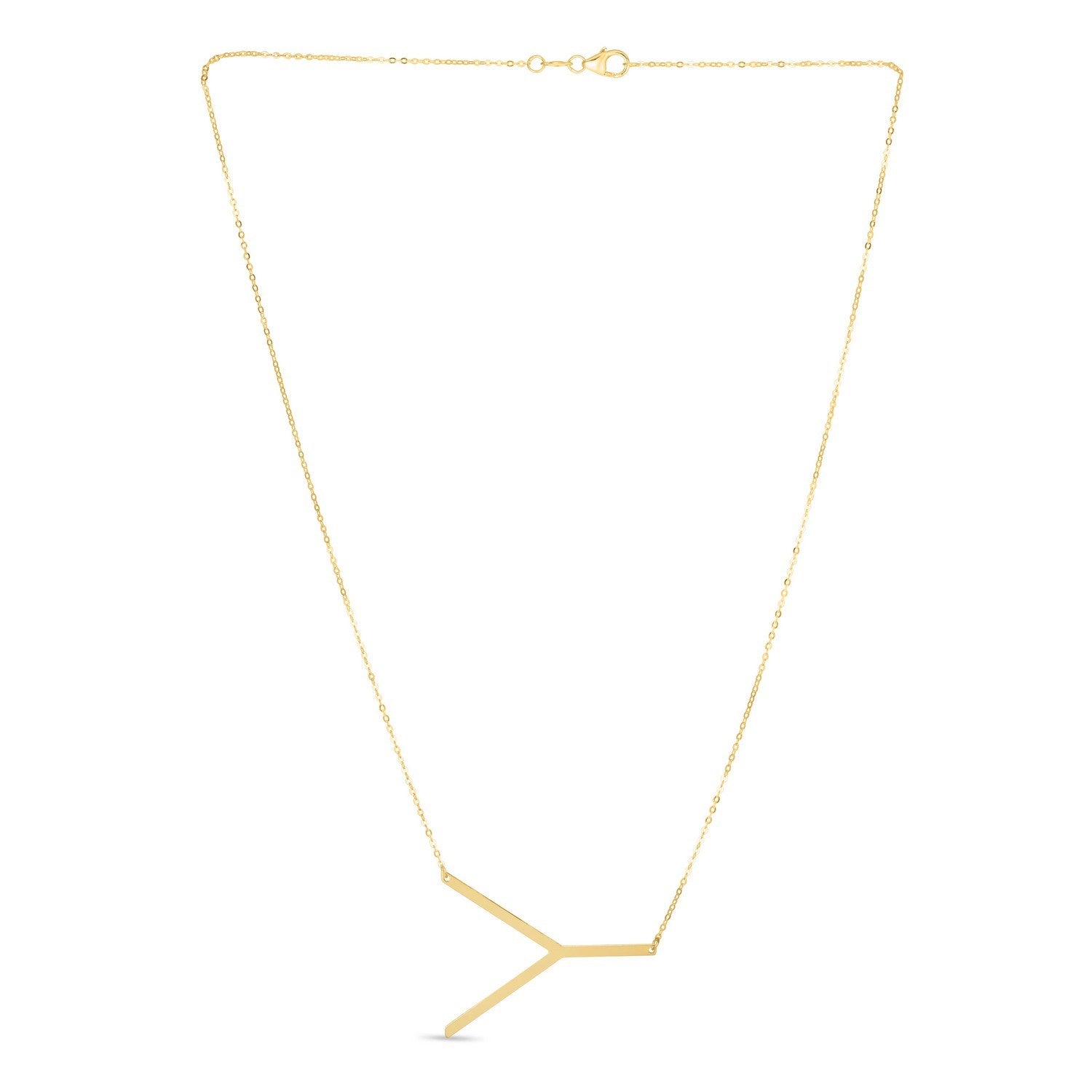 14K Yellow Gold Yours Truly Large Initial Y Necklace for Women | Yene store