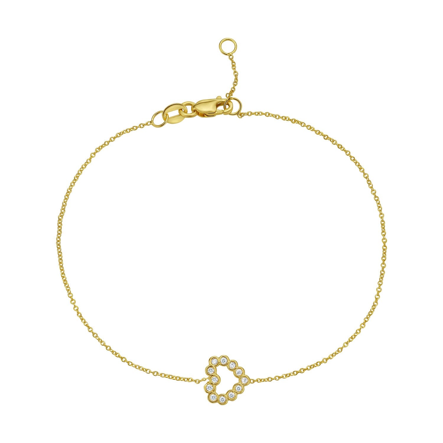 Elegant 14k Yellow Gold Petite Diamond Heart Bracelet for Women | Yene store 
