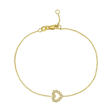 Elegant 14k Yellow Gold Petite Diamond Heart Bracelet for Women | Yene store 