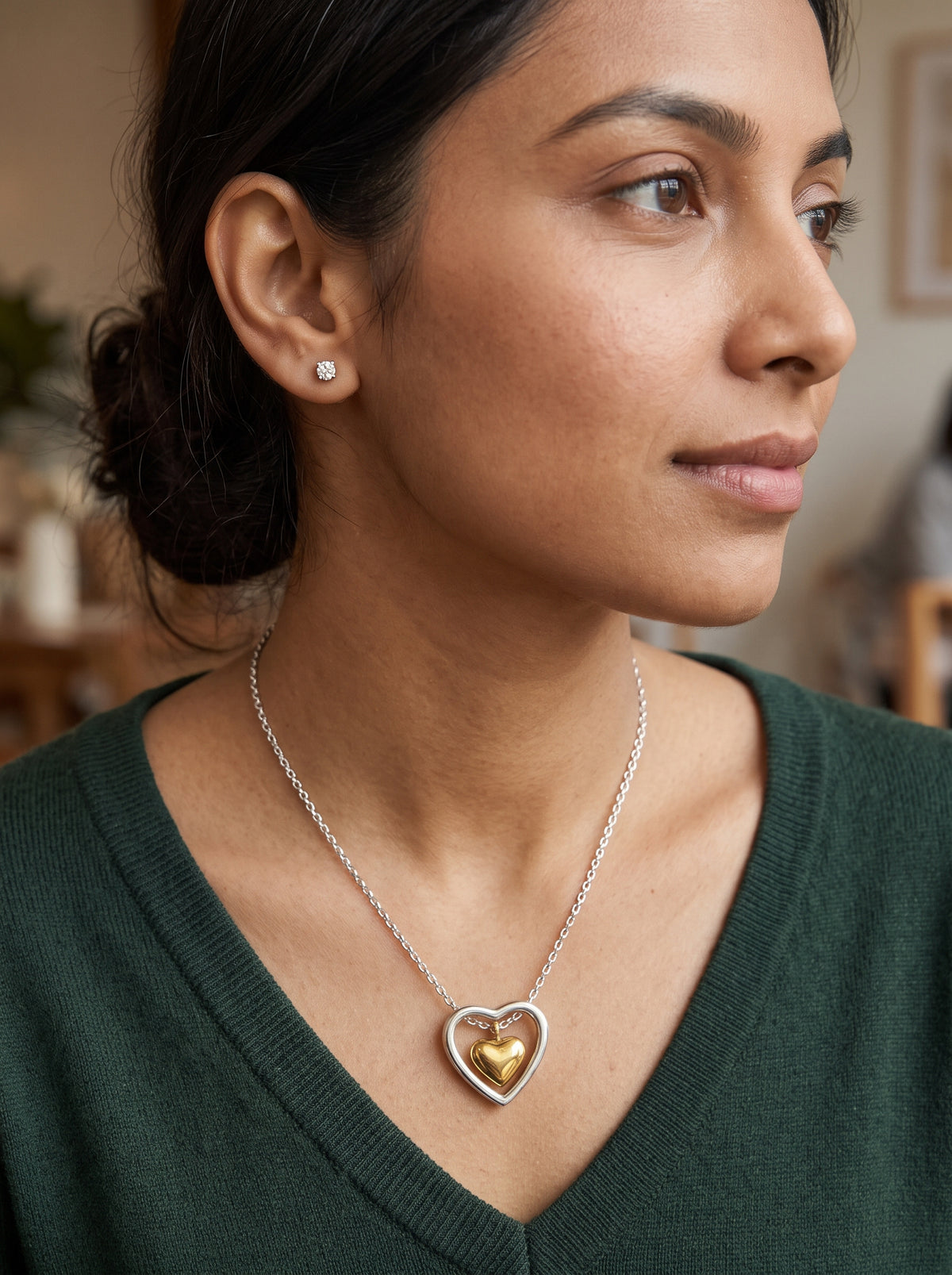 Two Hearts Pendant Necklace