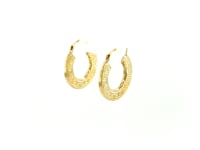 14k Yellow Gold Greek Key Small Hoop Earrings for Women | Yene Store