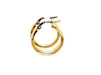  14k Yellow Gold Greek Key Small Hoop Earrings for Women | Yene Store