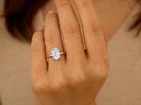 3 Carat Oval Lab Grown IGI G/VS1 Diamond Solitaire Ring in 14K Yellow Gold