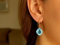 Drop Earrings with Blue Topaz Cushion Briolettes in 14k Yellow Gold for Women |  Yene store