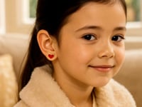 14k Yellow Gold and Enamel Red Heart Stud Earrings for Women | Yene Store