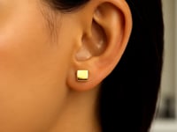 14k Yellow Gold Polished Cube Post Earrings for Women | Yene Store
