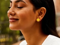 14K Yellow Gold Four Leaf Clover Earrings(10mm) for Women | Yene Store