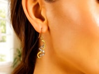 14k Two Tone Gold Double Helix Polished Dangling Earrings for Women | Yene Store