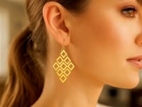 14k Yellow Gold Earrings with Polished Open Diamond Motifs for Women |  Yene store