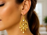 14K Yellow Gold Polished Chandelier Earrings for Women | Yene Store 
