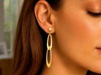 14k Yellow Gold Italian Oval Link Earrings