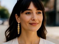 14K Yellow Gold Heart Drop Earrings