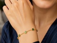 14K Yellow Gold Peridot Station Bracelet for Women | Yene Store 