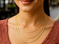 14k Yellow Gold Three Strand Herringbone Chain Necklace for Women | Yene Store 