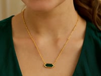 14K Yellow Gold Hexagon Malachite Pendant Necklace for Women | Yene Store 
