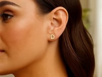 14K Yellow Gold Yours Truly Initial D Stud Earrings for Women | Yene Store