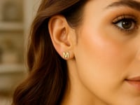 14K Yellow Gold Yours Truly Initial M Stud Earrings for women | Yene Store