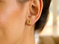 14K Yellow Gold Yours Truly Initial Q Stud Earrings for Women | Yene store
