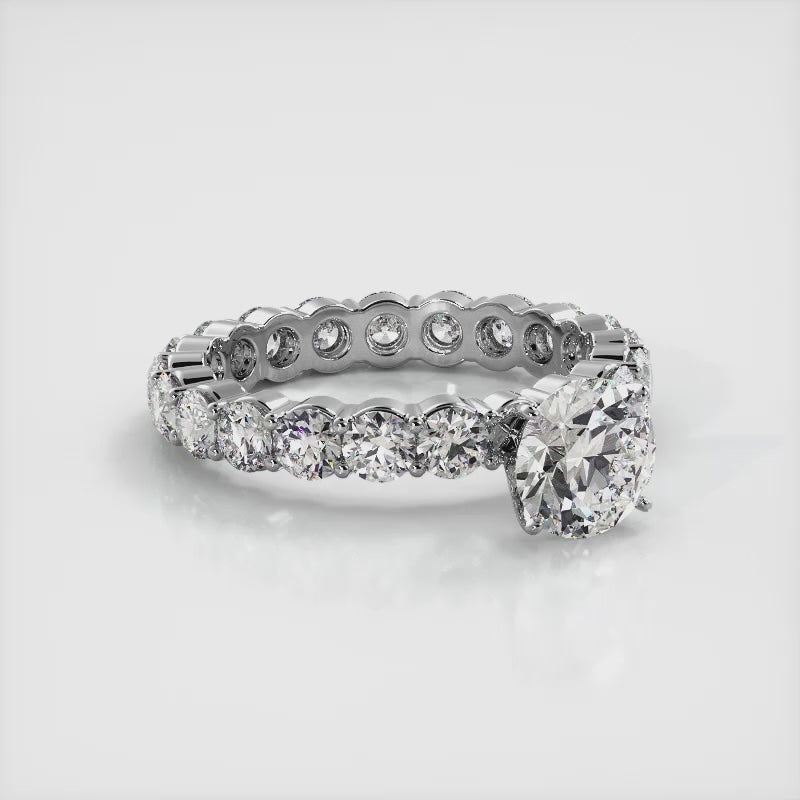 Round Brilliant 14K White Gold Lab Grown 3.10 ttcw ( 1ct center stone)
