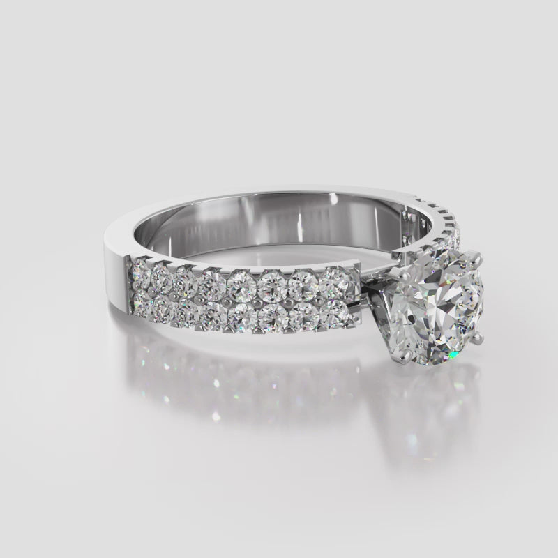 Round Brilliant 14K Yellow/White Gold, 1.98 Cttw., (1.5ct center stone) Lab Grown Diamond Color: D-F ,Diamond Clarity: VVS