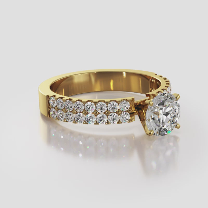 Round Brilliant 14K Yellow/White Gold, 1.98 Cttw., (1.5ct center stone) Lab Grown Diamond Color: D-F ,Diamond Clarity: VVS
